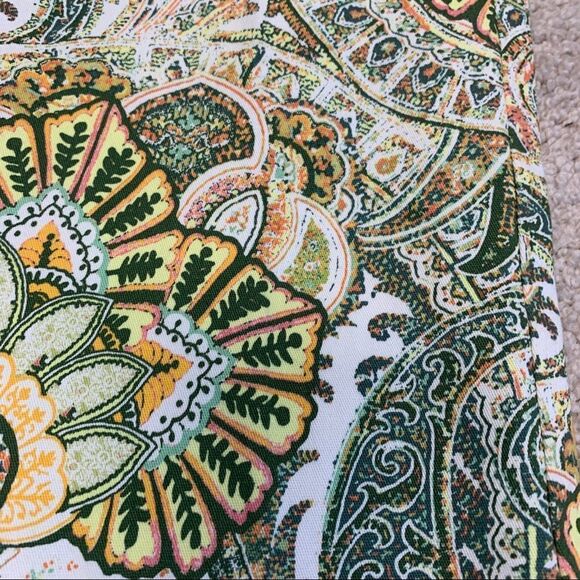 Zara green paisley floral print pants Sz 6 - Picture 3 of 10